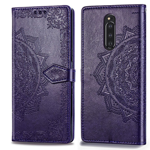 Coque Portefeuille Motif Fantaisie Livre Cuir Etui Clapet pour Sony Xperia 1 Violet