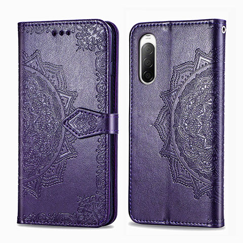 Coque Portefeuille Motif Fantaisie Livre Cuir Etui Clapet pour Sony Xperia 10 II Violet