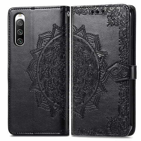 Coque Portefeuille Motif Fantaisie Livre Cuir Etui Clapet pour Sony Xperia 10 IV SO-52C Noir