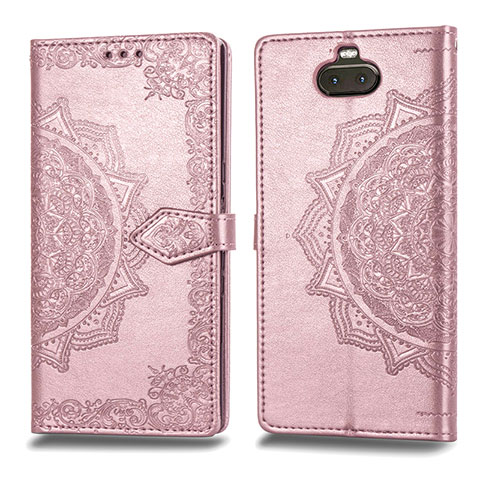 Coque Portefeuille Motif Fantaisie Livre Cuir Etui Clapet pour Sony Xperia 10 Or Rose