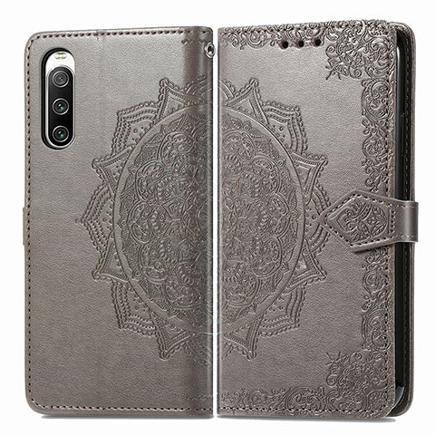 Coque Portefeuille Motif Fantaisie Livre Cuir Etui Clapet pour Sony Xperia 10 V Gris