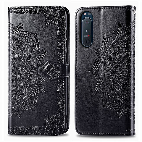 Coque Portefeuille Motif Fantaisie Livre Cuir Etui Clapet pour Sony Xperia 5 II Noir