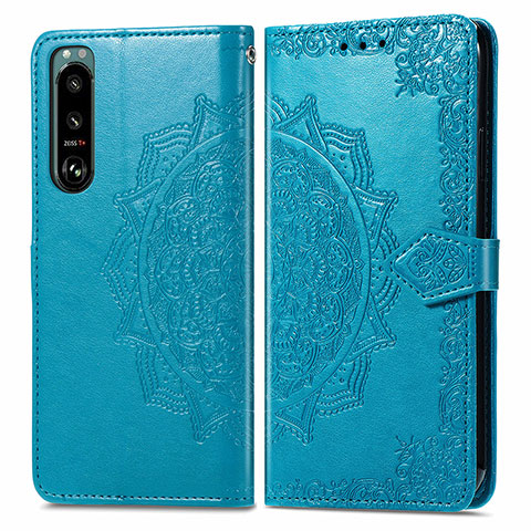 Coque Portefeuille Motif Fantaisie Livre Cuir Etui Clapet pour Sony Xperia 5 III Bleu