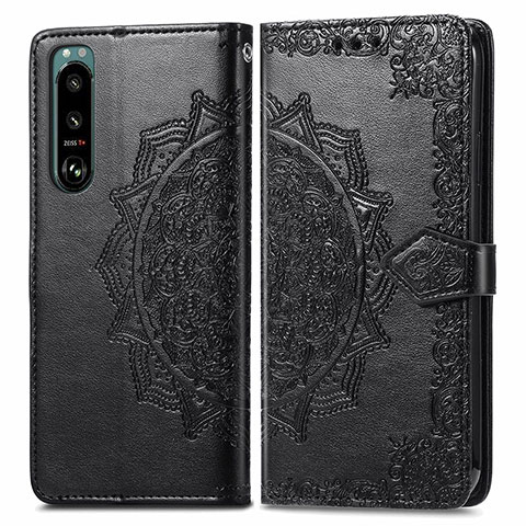 Coque Portefeuille Motif Fantaisie Livre Cuir Etui Clapet pour Sony Xperia 5 III Noir