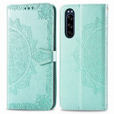 Coque Portefeuille Motif Fantaisie Livre Cuir Etui Clapet pour Sony Xperia 5 Vert