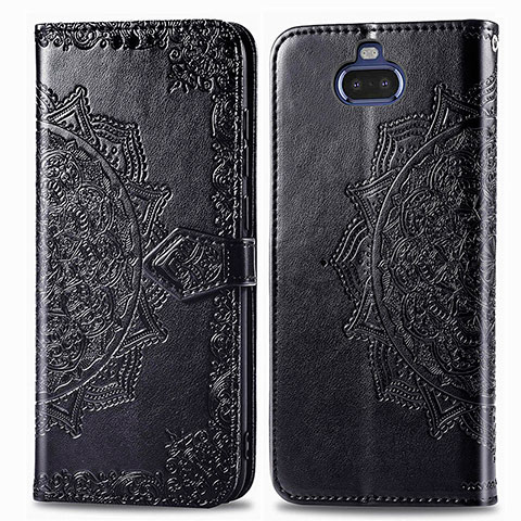 Coque Portefeuille Motif Fantaisie Livre Cuir Etui Clapet pour Sony Xperia 8 Noir