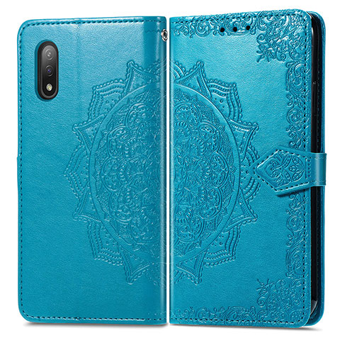 Coque Portefeuille Motif Fantaisie Livre Cuir Etui Clapet pour Sony Xperia Ace II Bleu