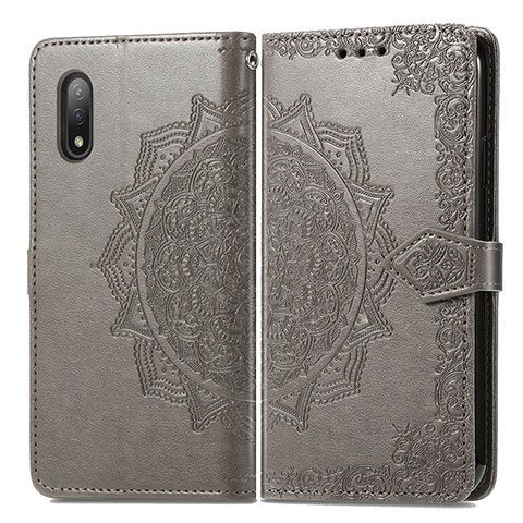 Coque Portefeuille Motif Fantaisie Livre Cuir Etui Clapet pour Sony Xperia Ace II Gris