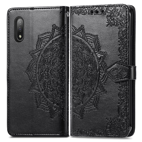 Coque Portefeuille Motif Fantaisie Livre Cuir Etui Clapet pour Sony Xperia Ace II Noir