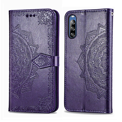 Coque Portefeuille Motif Fantaisie Livre Cuir Etui Clapet pour Sony Xperia L4 Violet