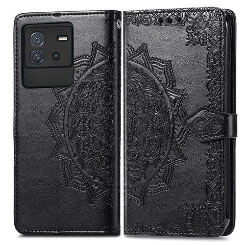 Coque Portefeuille Motif Fantaisie Livre Cuir Etui Clapet pour Vivo iQOO Neo6 5G Noir