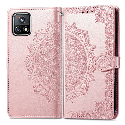 Coque Portefeuille Motif Fantaisie Livre Cuir Etui Clapet pour Vivo iQOO U3 5G Or Rose