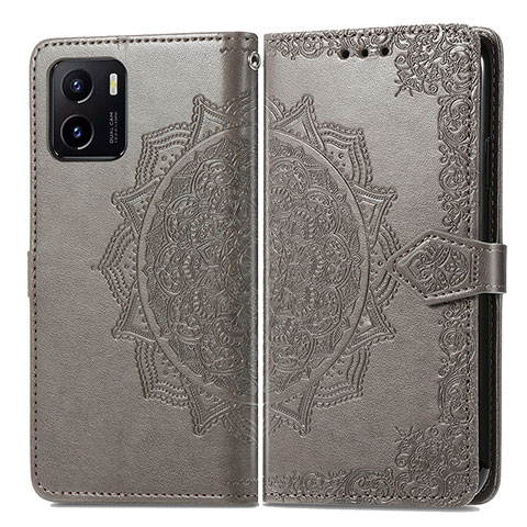 Coque Portefeuille Motif Fantaisie Livre Cuir Etui Clapet pour Vivo iQOO U5x Gris