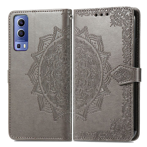 Coque Portefeuille Motif Fantaisie Livre Cuir Etui Clapet pour Vivo iQOO Z3 5G Gris