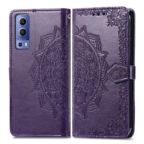 Coque Portefeuille Motif Fantaisie Livre Cuir Etui Clapet pour Vivo iQOO Z3 5G Violet