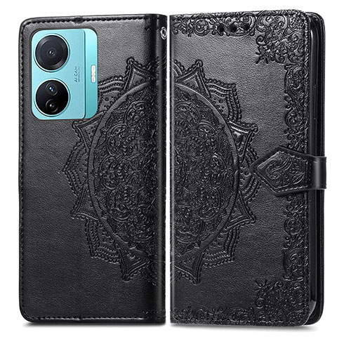 Coque Portefeuille Motif Fantaisie Livre Cuir Etui Clapet pour Vivo iQOO Z6 Pro 5G Noir