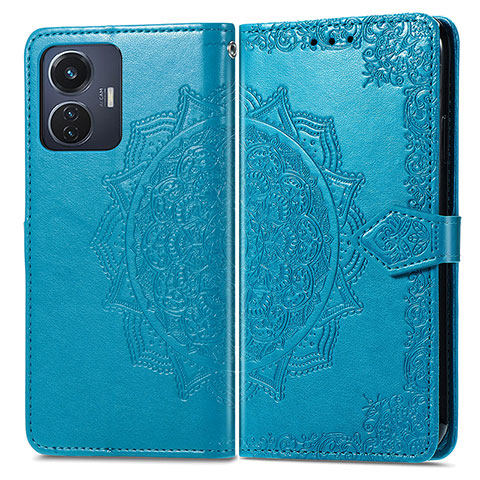 Coque Portefeuille Motif Fantaisie Livre Cuir Etui Clapet pour Vivo T1 4G Bleu