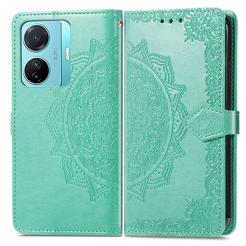 Coque Portefeuille Motif Fantaisie Livre Cuir Etui Clapet pour Vivo T1 Pro 5G Vert