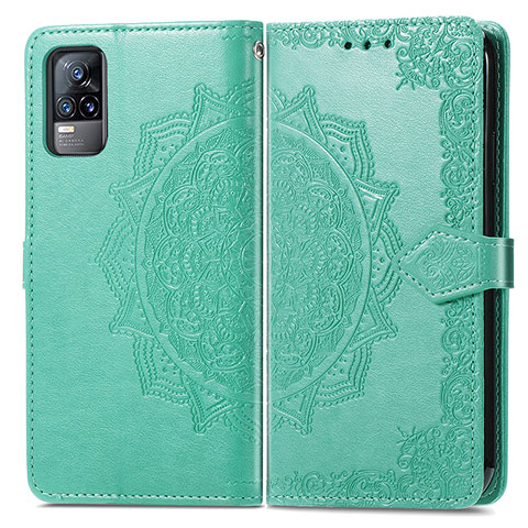 Coque Portefeuille Motif Fantaisie Livre Cuir Etui Clapet pour Vivo V21e 4G Vert