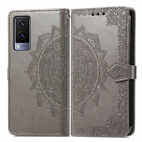 Coque Portefeuille Motif Fantaisie Livre Cuir Etui Clapet pour Vivo V21e 5G Gris