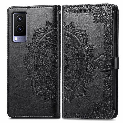 Coque Portefeuille Motif Fantaisie Livre Cuir Etui Clapet pour Vivo V21e 5G Noir