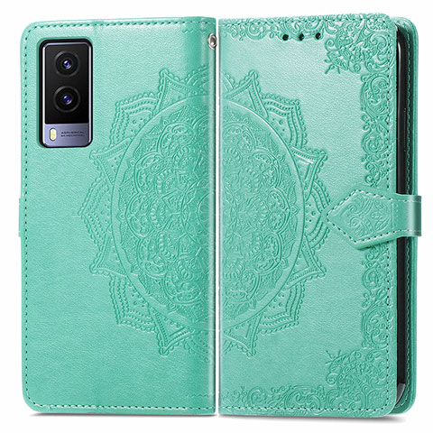 Coque Portefeuille Motif Fantaisie Livre Cuir Etui Clapet pour Vivo V21e 5G Vert