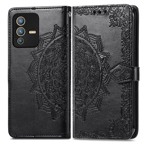 Coque Portefeuille Motif Fantaisie Livre Cuir Etui Clapet pour Vivo V23 Pro 5G Noir