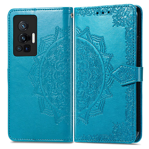 Coque Portefeuille Motif Fantaisie Livre Cuir Etui Clapet pour Vivo X70 Pro 5G Bleu