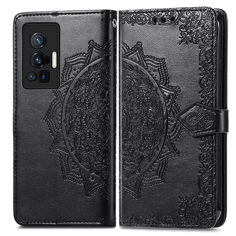 Coque Portefeuille Motif Fantaisie Livre Cuir Etui Clapet pour Vivo X70 Pro 5G Noir