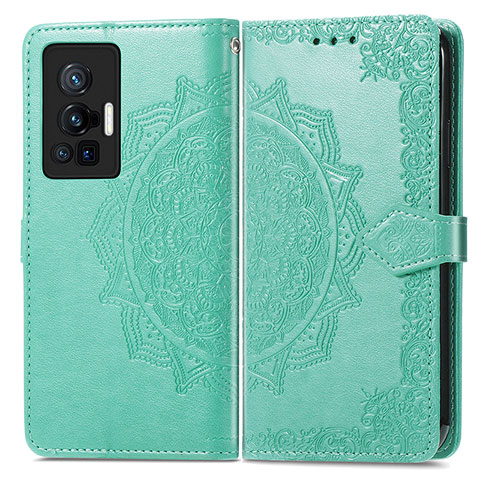 Coque Portefeuille Motif Fantaisie Livre Cuir Etui Clapet pour Vivo X70 Pro 5G Vert