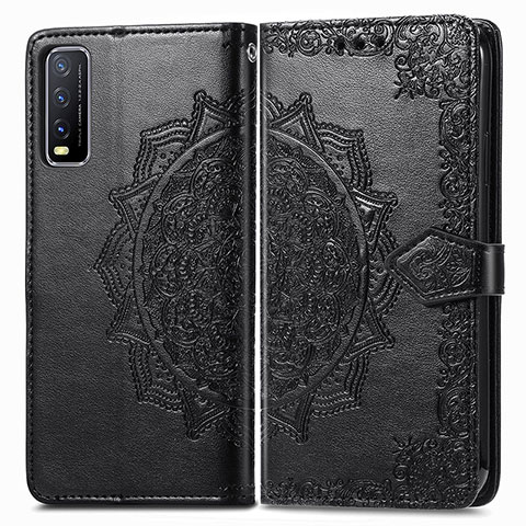 Coque Portefeuille Motif Fantaisie Livre Cuir Etui Clapet pour Vivo Y12s (2021) Noir