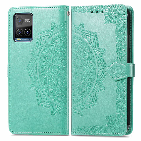 Coque Portefeuille Motif Fantaisie Livre Cuir Etui Clapet pour Vivo Y21a Vert