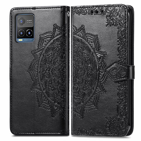 Coque Portefeuille Motif Fantaisie Livre Cuir Etui Clapet pour Vivo Y21s Noir