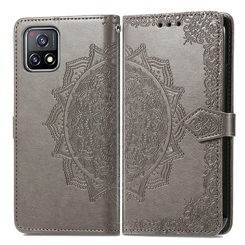 Coque Portefeuille Motif Fantaisie Livre Cuir Etui Clapet pour Vivo Y31s 5G Gris