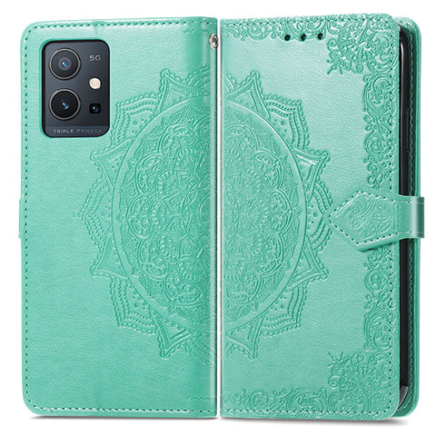 Coque Portefeuille Motif Fantaisie Livre Cuir Etui Clapet pour Vivo Y33e 5G Vert