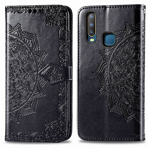 Coque Portefeuille Motif Fantaisie Livre Cuir Etui Clapet pour Vivo Y3s Noir