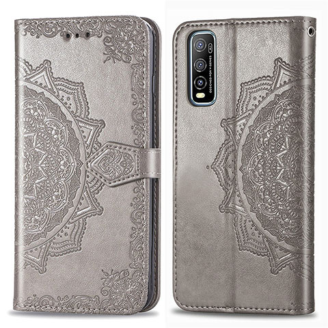 Coque Portefeuille Motif Fantaisie Livre Cuir Etui Clapet pour Vivo Y51s 5G Gris