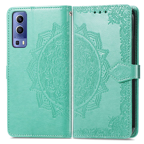 Coque Portefeuille Motif Fantaisie Livre Cuir Etui Clapet pour Vivo Y52 5G Vert