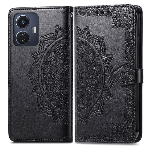 Coque Portefeuille Motif Fantaisie Livre Cuir Etui Clapet pour Vivo Y55 4G Noir