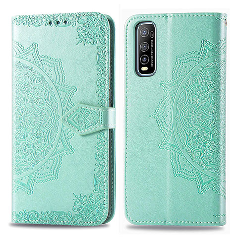 Coque Portefeuille Motif Fantaisie Livre Cuir Etui Clapet pour Vivo Y70t 5G Vert