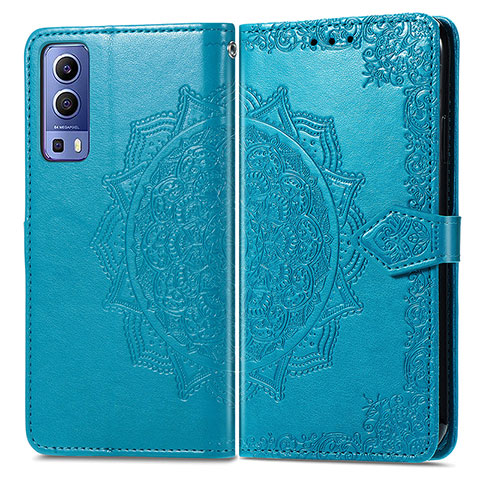 Coque Portefeuille Motif Fantaisie Livre Cuir Etui Clapet pour Vivo Y75s 5G Bleu