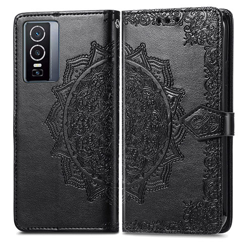 Coque Portefeuille Motif Fantaisie Livre Cuir Etui Clapet pour Vivo Y76 5G Noir