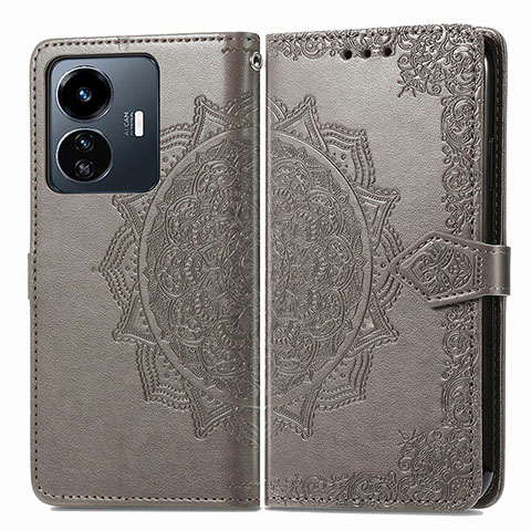 Coque Portefeuille Motif Fantaisie Livre Cuir Etui Clapet pour Vivo Y77 5G Gris