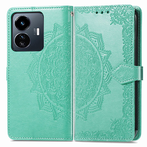 Coque Portefeuille Motif Fantaisie Livre Cuir Etui Clapet pour Vivo Y77e 5G Vert