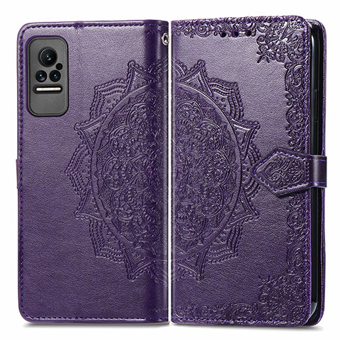 Coque Portefeuille Motif Fantaisie Livre Cuir Etui Clapet pour Xiaomi Civi 5G Violet