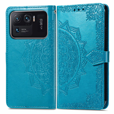 Coque Portefeuille Motif Fantaisie Livre Cuir Etui Clapet pour Xiaomi Mi 11 Ultra 5G Bleu