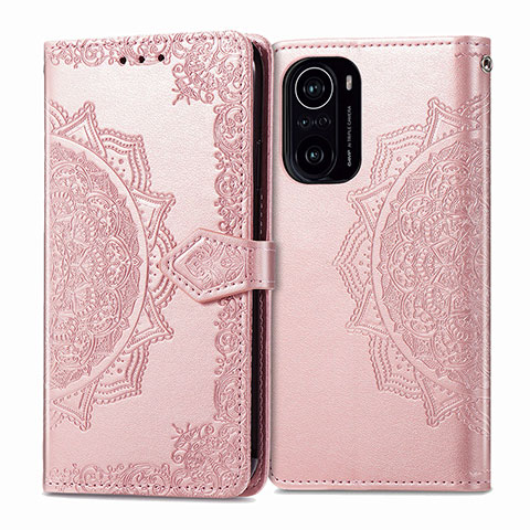 Coque Portefeuille Motif Fantaisie Livre Cuir Etui Clapet pour Xiaomi Mi 11X Pro 5G Or Rose