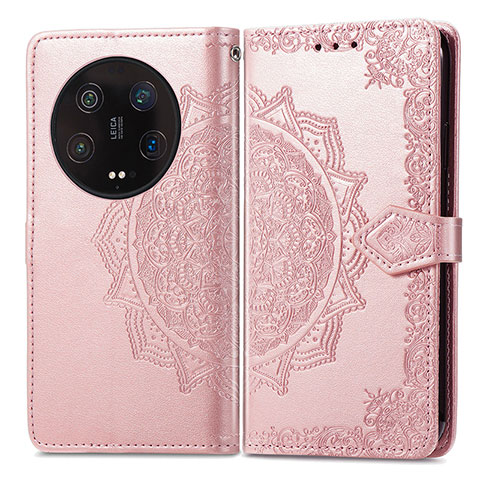 Coque Portefeuille Motif Fantaisie Livre Cuir Etui Clapet pour Xiaomi Mi 13 Ultra 5G Or Rose