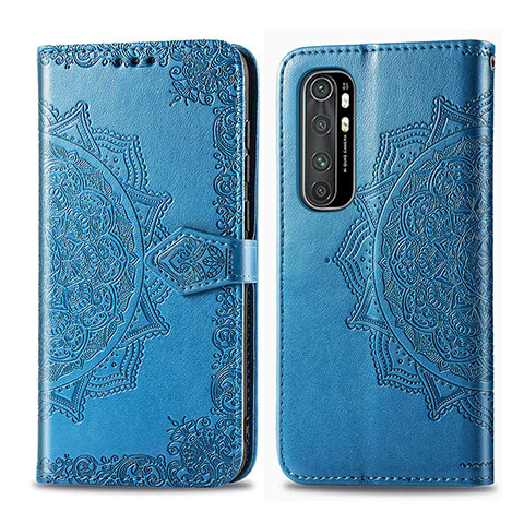 Coque Portefeuille Motif Fantaisie Livre Cuir Etui Clapet pour Xiaomi Mi Note 10 Lite Bleu