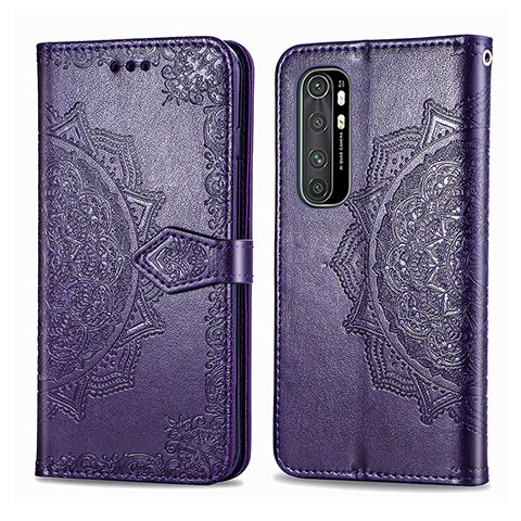 Coque Portefeuille Motif Fantaisie Livre Cuir Etui Clapet pour Xiaomi Mi Note 10 Lite Violet